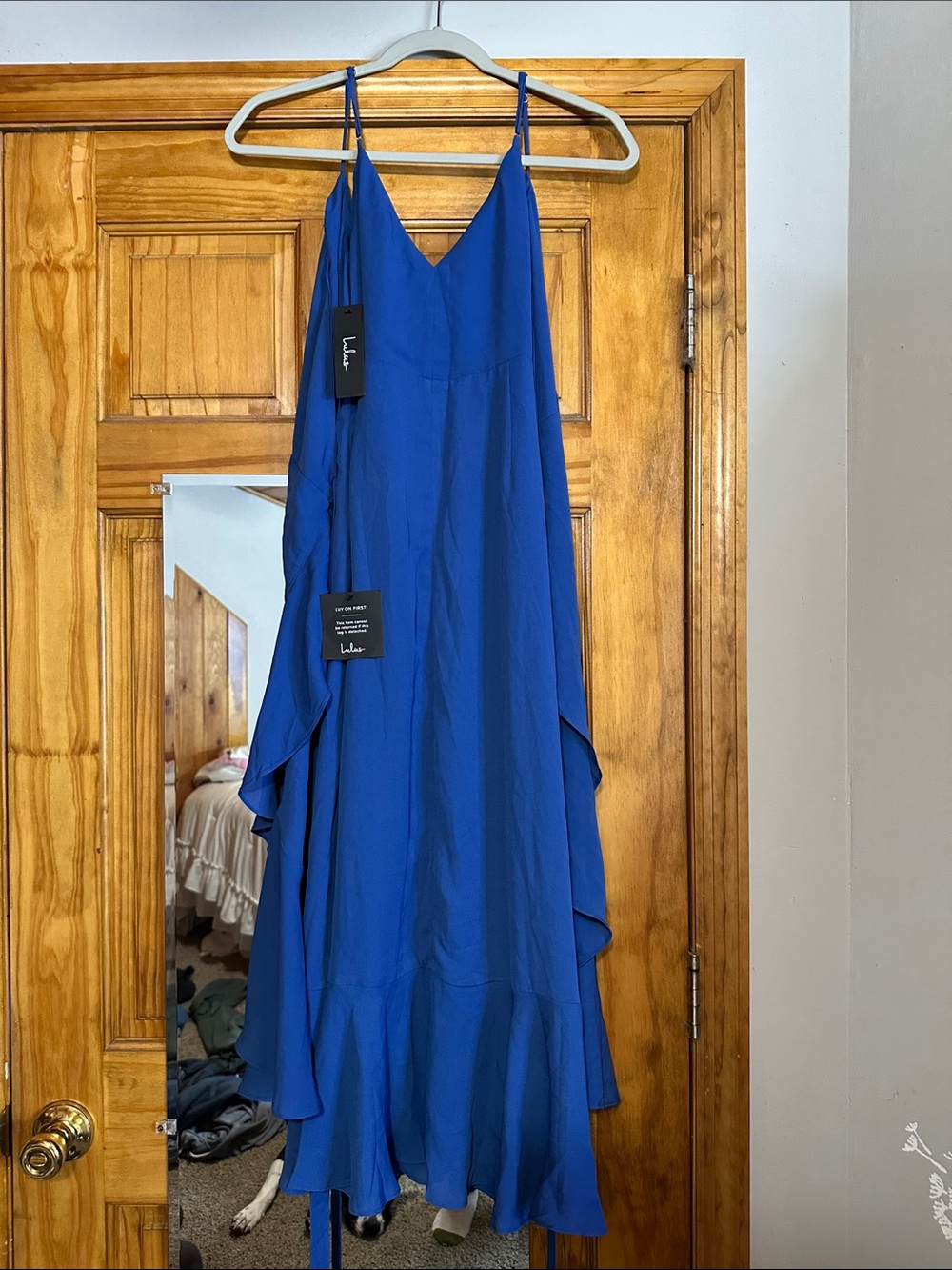 Lulu's Cobalt Blue Ruffle Slip Dress